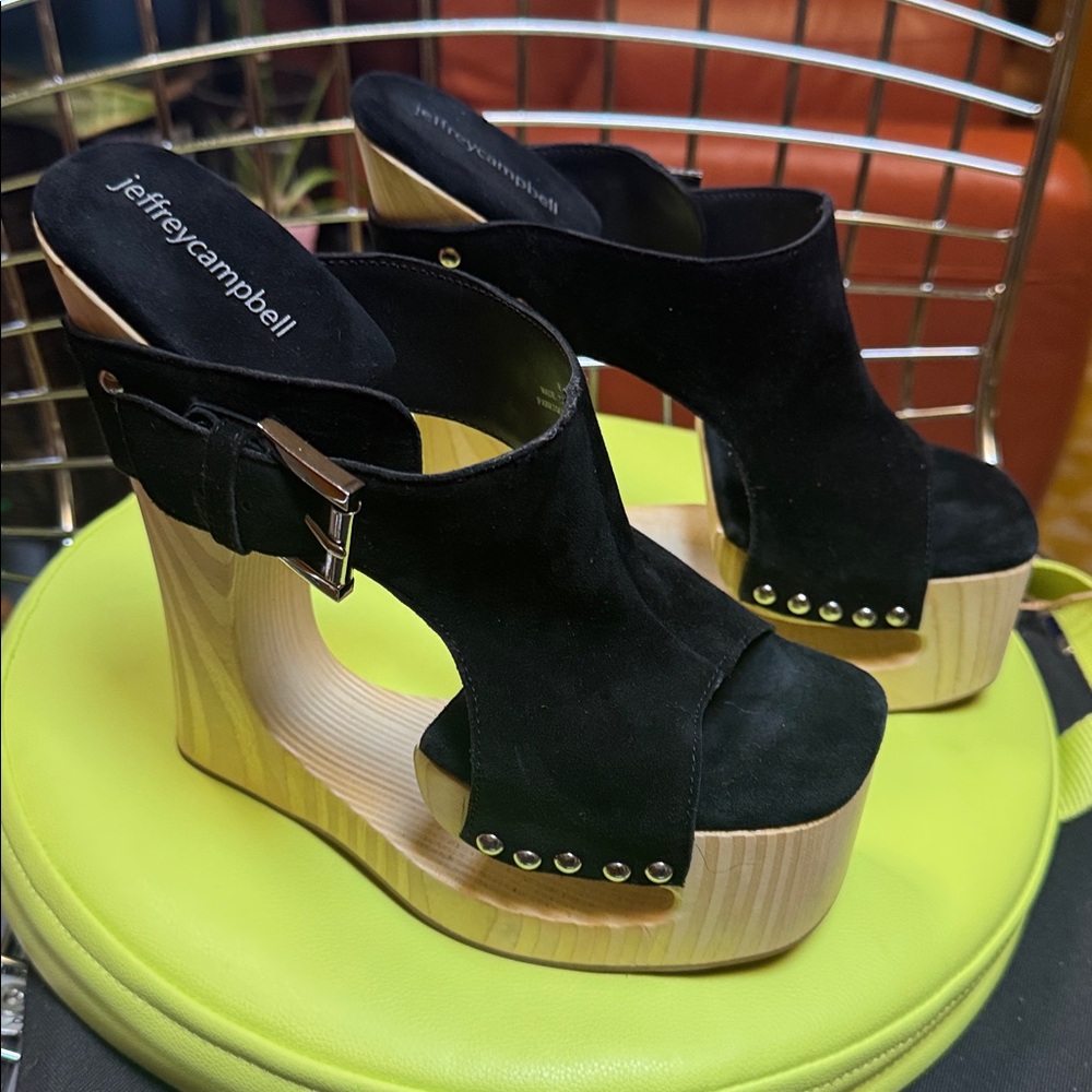 Jeffrey Campbell Black and Tan Platform Heels